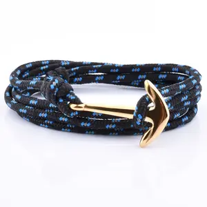 Handmade Craft Simple Fashion Metal Braided Rope Man Bracelet Gold Anchor Bracelets