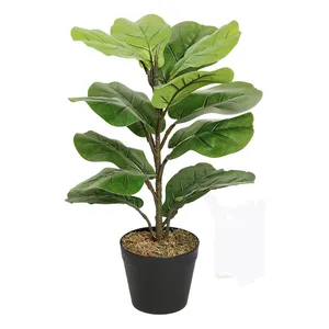 Artificial Fiddle Fig 22 inch 55CM Potted Faux Silk Trees Fake Ficus Lyrata Plants for Office House Bedroom Home Floor Decor