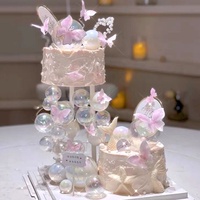 10 pièces réutilisables fausses boules ensemble 3/4/5/6cm joyeux anniversaire rose Transparent gâteau décoration boule mignon gâteau Topper