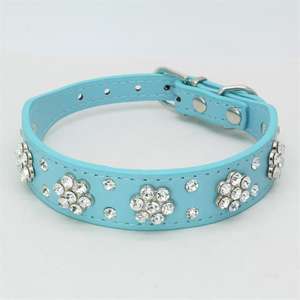 <span class=keywords><strong>Collar</strong></span> de perro y gato con diamantes de imitación brillantes de diseño Floral personalizable de alta calidad en cuatro colores, <span class=keywords><strong>Collar</strong></span> ajustable para mascotas de Material Pu - Product Image 5