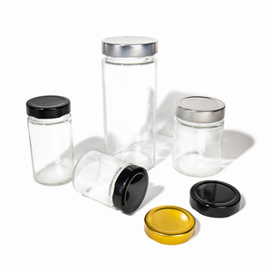 Venta al por mayor de tarro de mermelada de miel de vidrio transparente de boca redonda con tapas de tornillo de metal - Product Image 4