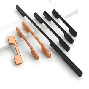 Gagang furnitur hitam Aloi aluminium untuk pegangan pintu pegangan perangkat keras kabinet dapur dan kenop