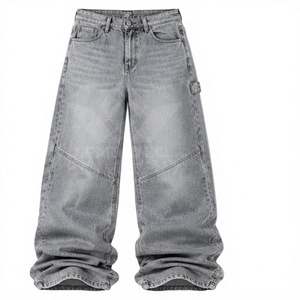 Jean en denim décontracté pour homme SPARKWELL INDUSTRY, coupe droite, taille mi-haute, respirant, imprimé tissé, délavé au sable et à la pierre, style hip-hop - Product Image 2
