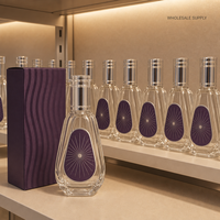 Flacon de parfum vide personnalisé en verre octogonal facetté avec bouchon en métal argenté, atomiseur rechargeable, vente en gros