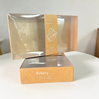 Boîte à pain transparente anti-humidité en papier kraft, emballage jetable de qualité alimentaire pour gâteaux et desserts à emporter