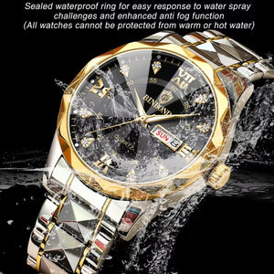 Montre à quartz lumineuse Binbond 2521, étanche, double fonction calendrier, tendance pour homme, acier inoxydable, montre-bracelet pour couple d'affaires - Product Image 3
