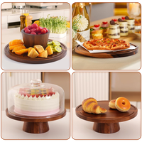 Support à gâteau rond en bois d'acacia, support polyvalent pour desserts, plateau en bois pour présentations de desserts à la maison