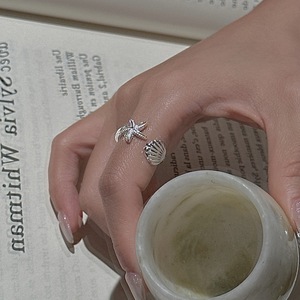 Bague en argent sterling S925, style coréen, rétro, coquillage, étoile de mer, mode vintage, vente en gros - Product Image 2