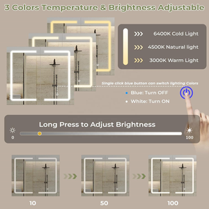 <span class=keywords><strong>Armoire</strong></span> <span class=keywords><strong>à</strong></span> <span class=keywords><strong>pharmacie</strong></span> de salle de bain <span class=keywords><strong>à</strong></span> lumière LED <span class=keywords><strong>à</strong></span> double porte avec miroir - Product Image 6