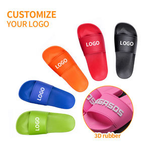 Custom Logo PVC Solid Color 3D <b>Rubber</b> Anti-Slippery Summer Bathroom Slides Open Toe EVA Midsole Slide Slippers - Product Image 1