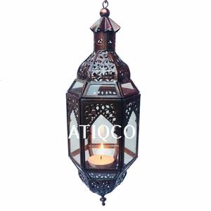 Atiqco Round Metal Glass Tealight Candle Holder Handmade Traditional European Style Outdoor Garden Decor - Product Image 6
