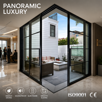 Porte coulissante en verre minimaliste LuxView en aluminium, cadre ultra-fin, double vitrage, porte française de luxe pour patio résidentiel B2B