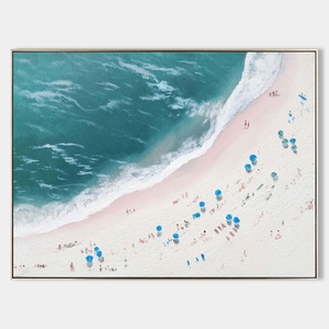 Peinture sur toile acrylique faite à la main, nature morte, décoration murale pour la maison, art mural de luxe, grande taille, bleu et blanc, thème côtier - Product Image 6