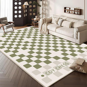 พรมลายตารางแบบโมเดิร์น รูปทรงสี่เหลี่ยมผืนผ้า ลายเรขาคณิต ผ้าเลียนแบบแคชเมียร์ กันลื่น สำหรับห้องนั่งเล่น ห้องนอน ตกแต่งบ้าน - Product Image 3