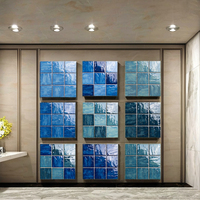 Carreaux de mosaïque en céramique bleus en stock 97 mm, autocollants, pour sol de piscine, mur intérieur, résistants à l'eau, installation facile, pour piscine et cuisine