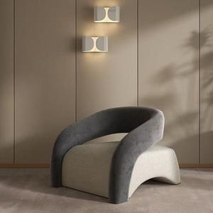 Fauteuil contemporain incurvé en velours, chaise longue rembourrée pour salon d'hôtel moderne - Product Image 4