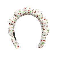 Bandeaux à bulles imprimés fruits pour femmes, cerise et citron, rembourrés en peluche, pour maquillage, spa, lavage du visage, accessoires quotidiens mignons