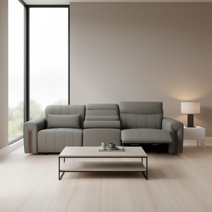 Divano Elettrico L310 W106 H93cm Grigio in Ecopelle Reclinabile con Telecomando Arredamento Contemporaneo per Soggiorno - Product Image 2