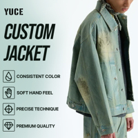 Veste en jean délavé style vintage pour homme YUCE, col rabattu, style décontracté, veste en jean rétro de type cowboy