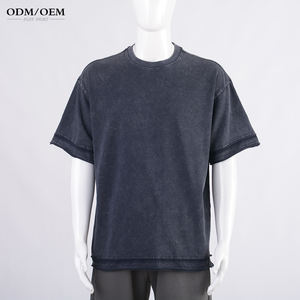 Camiseta AR062 Retro Hip Hop de Gran Tamaño, Estilo Batik Lavado, Manga Corta, Lisa, Marca de Moda Urbana - Product Image 3