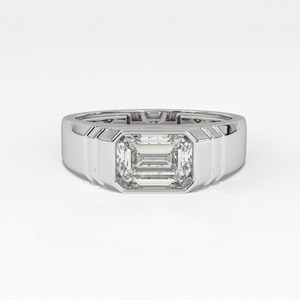 Bague tendance Aarinya moderne pour homme, plaquée or 9 carats, avec diamant de laboratoire certifié IGI, taille émeraude biseautée, style est-ouest - Product Image 1