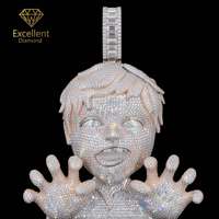 Oferta Especial: Colgante Hip Hop Personalizado de Plata con Moissanita y Diseño 3D de Personaje de Dibujos Animados, Joyería Bling para Hombre, Moda Urbana