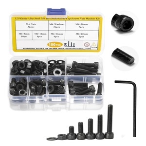 Kit de 100 Piezas de Tornillos de Cabeza Hexagonal M6, Tuercas y Arandelas, Acero Aleado Grado 12.9, Uso en la Industria de la Construcción - Product Image 1