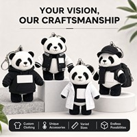 Porte-clés Mascotte en Peluche Panda Quantum Pixel Personnalisé OEM ODM avec Logo Prêt à l'emploi, Commande en Gros, Jouet Doux, Cadeau Technologique IA