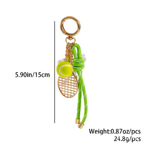 Porte-clés en corde tressée pour ballons de football, rugby, pickleball, tennis, raquettes de tennis et raquettes de pickleball, avec breloques mignonnes en corde de nylon pour porte-clés - Product Image 4