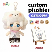 Fournisseur de porte-clés en peluche, porte-clés en peluche d'anime japonais personnalisé avec coton PP, porte-clés en peluche d'idole personnalisé OEM