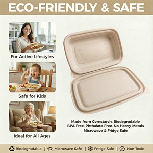 Boîte alimentaire jetable personnalisée en amidon de maïs, couvercle robuste anti-fuite, compatible micro-ondes, biodégradable pour burgers, pains, nouilles à emporter - Product Image 2
