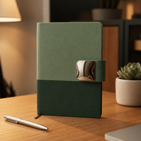 Carnet en cuir PU personnalisé avec logo, couverture rigide A5, blocs de couleur, fermoir en bronze, journal/agenda OEM en gros, 100 feuilles