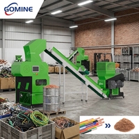 Ligne complète de recyclage de fil de cuivre avec pré-déchiqueteuse, séparateur de fer, convoyeur, broyeur et granulateur 80-120 kg/h