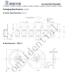 Puce LED automobile Refond RF-GNRA30TS-CF 3528 PLCC2 SMD verte 517,5-530 nm 900-2300 mcd 120 degrés - Product Image 5