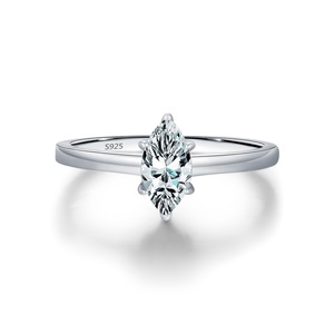 Anillo de Joyería <span class=keywords><strong>Eternity</strong></span> de Lujo Ligero con Forma de Marquesa para Boda, Plata de Ley 925 con Moissanita, Anillo Elegante para Mujer - Product Image 1