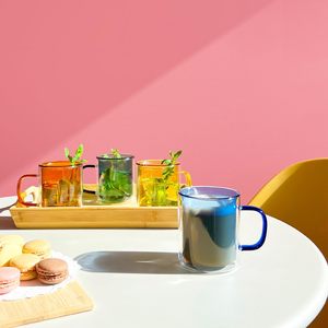 Wholesale Heat Resistant Drinkware Coffee Glass <b>Mugs</b> Ice Cream Cup <b>Double</b> <b>Wall</b> clear Glass <b>Mug</b> Glass Cup with Handle - Product Image 5