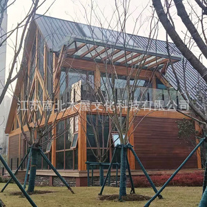 วิลล่าไม้สมัยใหม่หลังคากระจก ดีไซน์ทรงสามเหลี่ยม สำหรับใช้งานกลางแจ้ง - Product Image 2