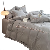 Housse de couette en chanvre haut de gamme, style rétro, brodée, respirante, 3 pièces, durable, antibactérienne, respectueuse de l'environnement, pour la maison