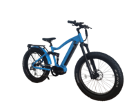 Vélo électrique tout-terrain 26''x4.0 à suspension intégrale en alliage d'aluminium, moteur central Truckrun 48V 17.4Ah, frein à disque hydraulique, couleur