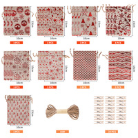 Ensemble de Noël en toile de jute à motifs de dessins animés, pochette de rangement pour cadeaux de Noël, sac à friandises festif pour les cadeaux d'entreprise, fête de Noël