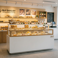 Vitrine murale ouverte pour pain et gâteaux avec éclairage LED et armoire de rangement intégrée