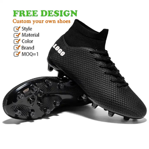 Fabricant de chaussures de football personnalisées OEM bottes de <span class=keywords><strong>futsal</strong></span> crampons de football noir pour entraînement intérieur extérieur FG pour hommes - Product Image 1