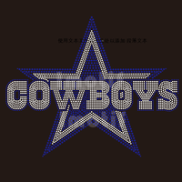 Motif de transfert thermocollant personnalisé avec logo de football 'She Is From Texas' et strass en cristal pour vêtements
