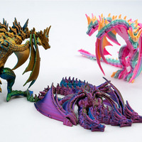 Figurine d'action King Ghidorah personnalisée imprimée en 3D, entièrement articulée, autoportante, modèle en résine, jouet avec ailes flexibles et mobiles, animaux