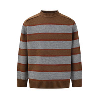 2025 hommes rétro rayé demi-col haut pull chaud hiver couche de Base haut avant Logo tricoté tissage Anti-rétrécissement automne imprimer
