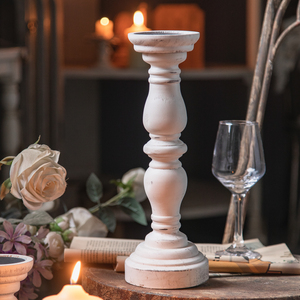 Decorazioni della fattoria matrimonio di lusso artigianato in <span class=keywords><strong>legno</strong></span> bianco candelabro portacandele decorativo in <span class=keywords><strong>legno</strong></span> rustico portacandele - Product Image 1