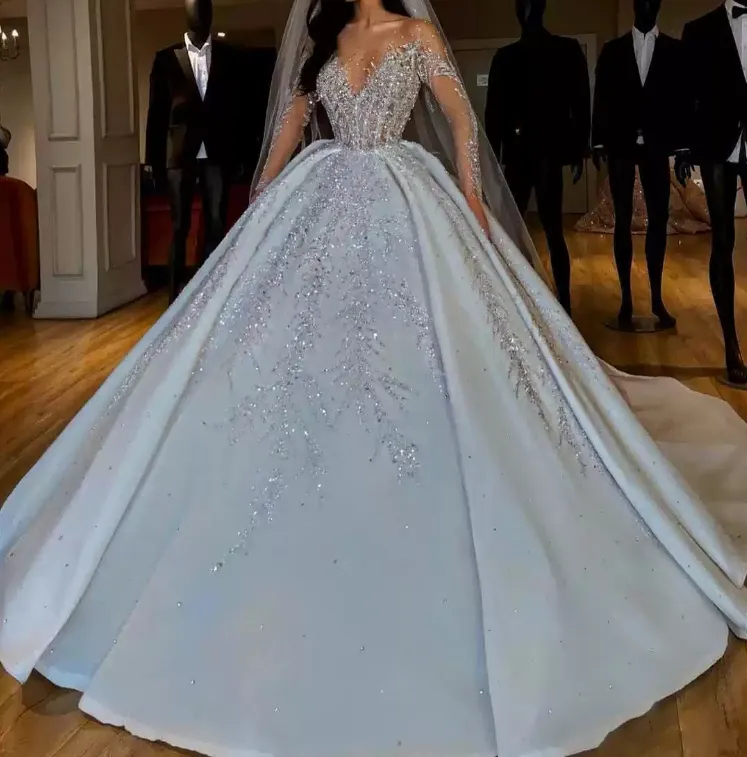 2023 sang trọng ren appliques thai sản váy cưới Bóng Gown Wedding Dresses Bridal gowns Istanbul đính cườm cô dâu áo cưới