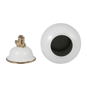Vaso Decorativo in Ceramica con Finale a Forma di Leone Dorato per Soggiorno o Ufficio - Product Image 6
