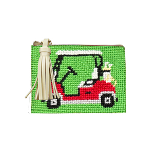 Sac de rangement artisanal pour voiturette de golf, pochette de rangement personnalisée en coton, sac à main exquis, design rectangulaire avec broderie - Product Image 1