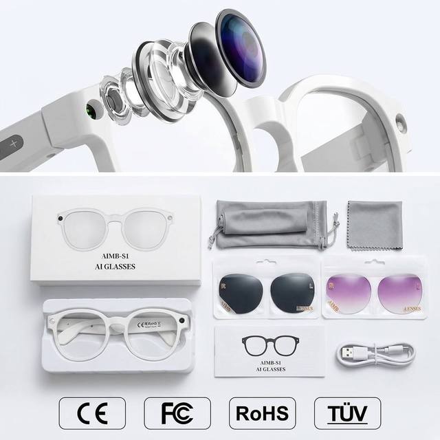 Fashion AI Smart Glasses with 200W Camera Autochromic Lenses WIFI Transmission Video Chat Smart Wearable Headset Translation